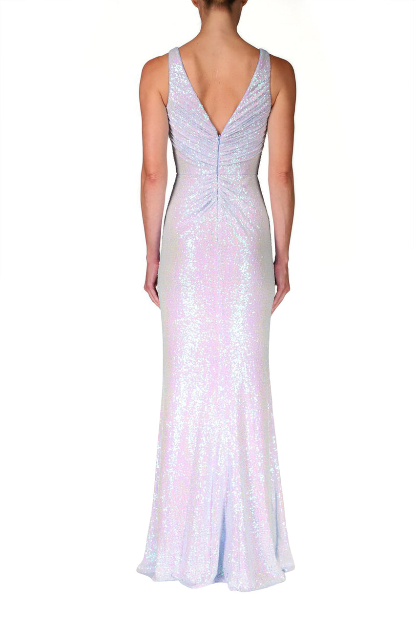 Sparkling Mermaid Sequin Gown - Blue by Badgley Mischka — view 3