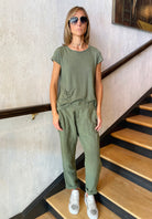 Linen Jersey T Shirt w/ Pocket - Green by Transit Par-Such — alternate view