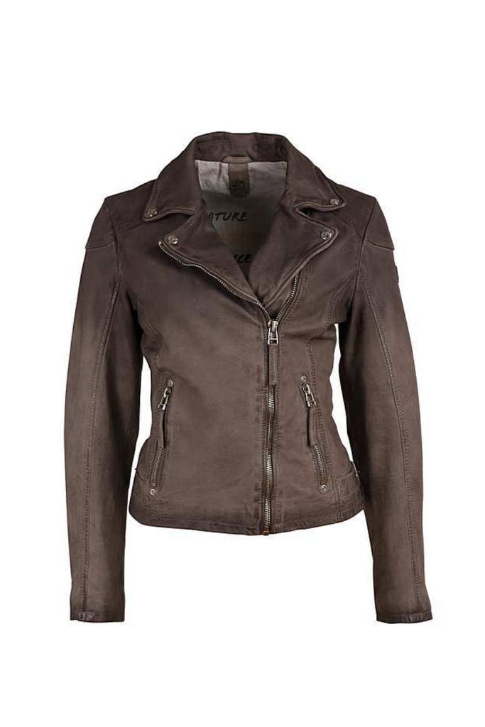 Karyn Leather Jacket - Grey by Mauritius | 25 South Boutiques