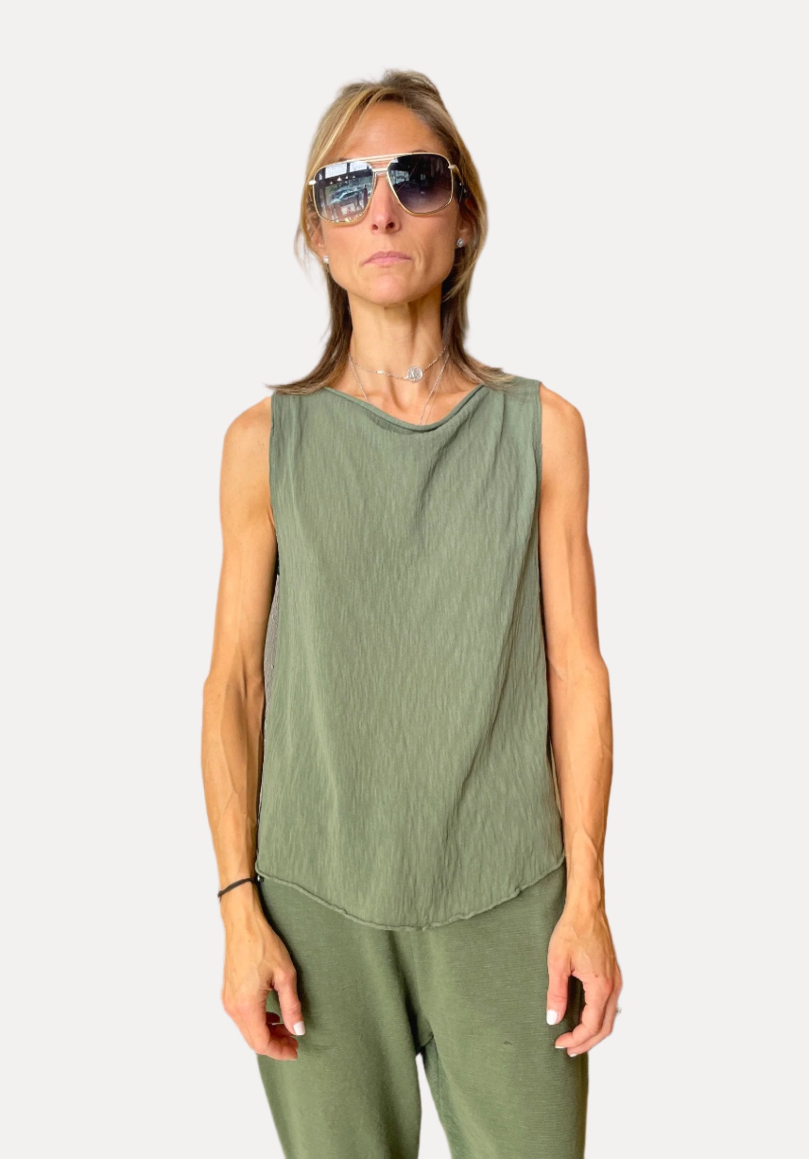 Shot Cotton Knitted Top - Green by Transit Par-Such | 25 South Boutiques