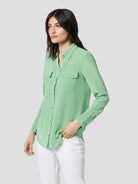 Slim Signature Silk Shirt - Peppermint by Equipment — view 4