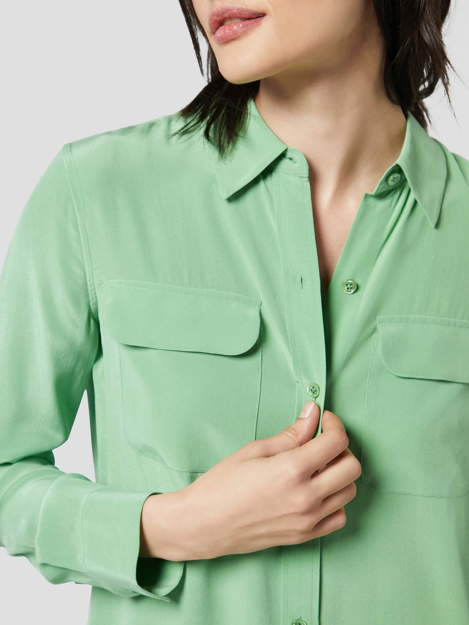 Slim Signature Silk Shirt - Peppermint by Equipment — view 5
