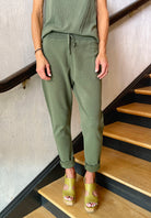 Slim Fit Shot Cotton Pants - Green by Transit Par-Such — alternate view