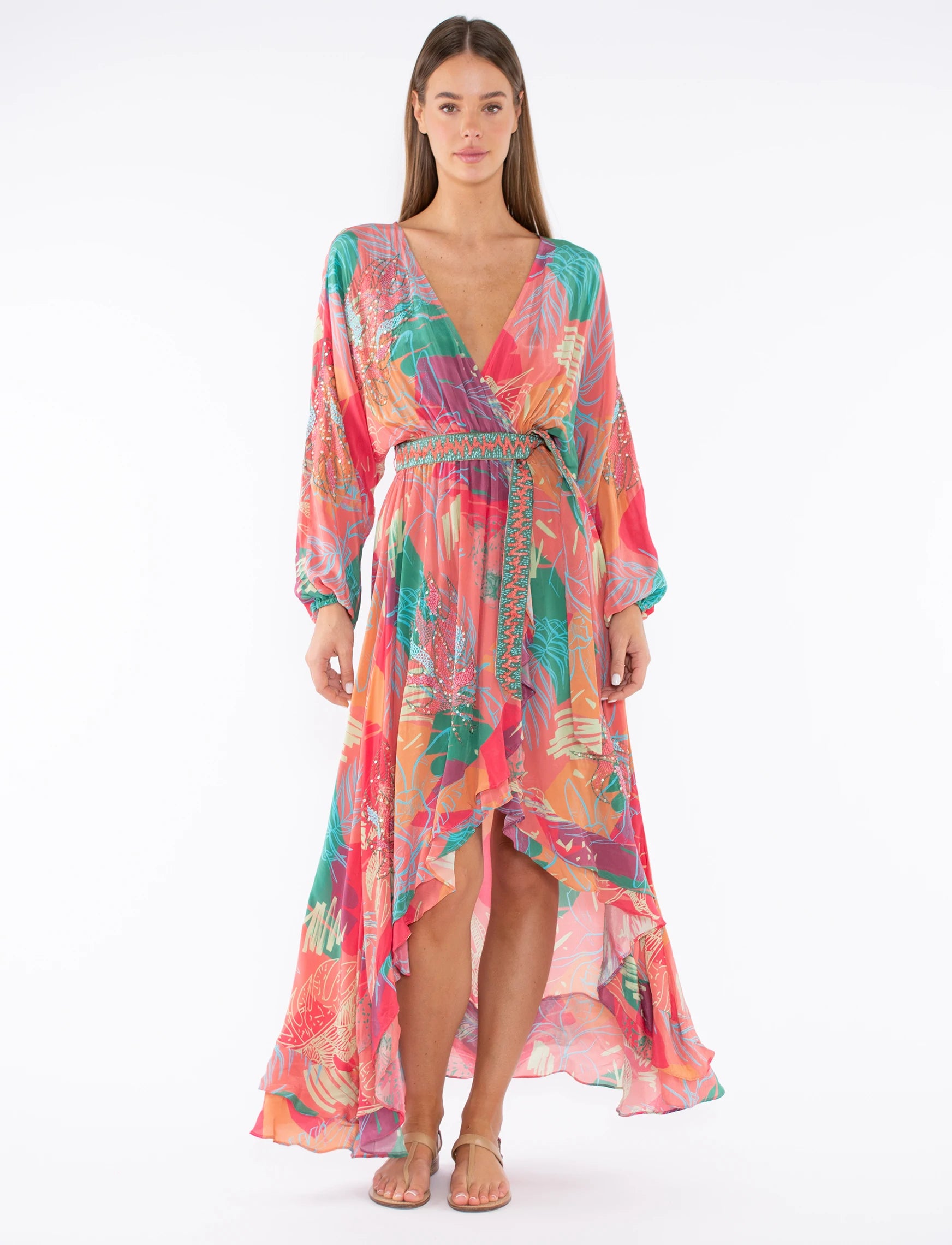 Gulmira Dress - Pink Abstract Jungle by Taj by Sabrina Crippa | 25 South Boutiques