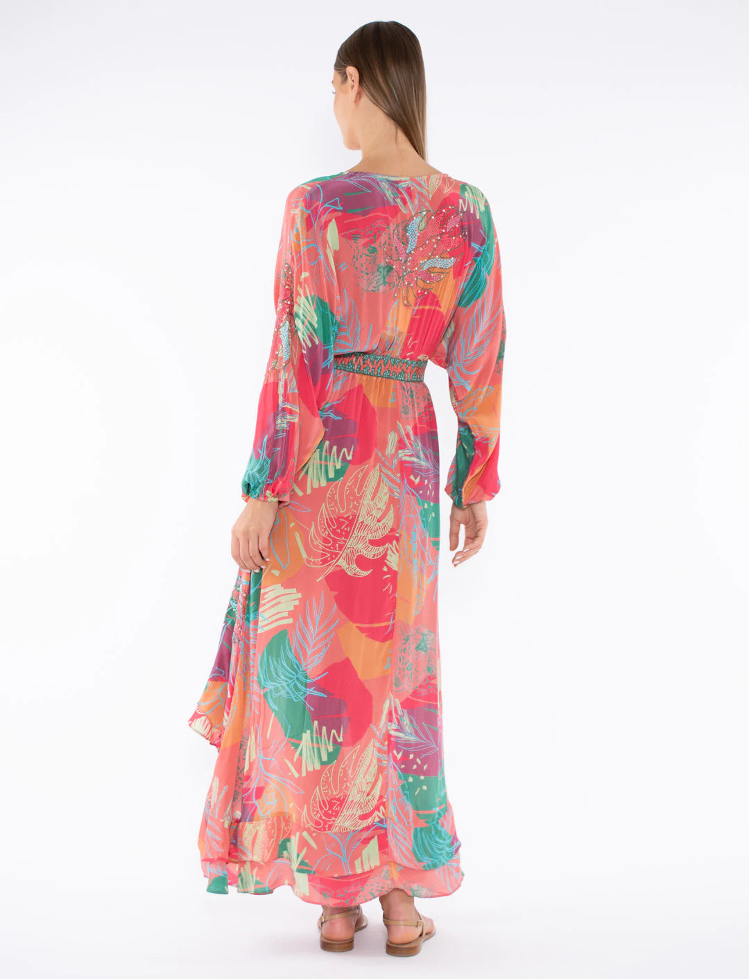 Gulmira Dress - Pink Abstract Jungle by Taj by Sabrina Crippa — view 3