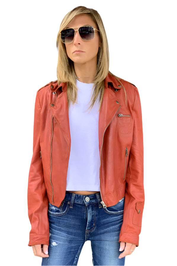 Josey Leather Moto Jacket - Habanero by Jakett | 25 South Boutiques