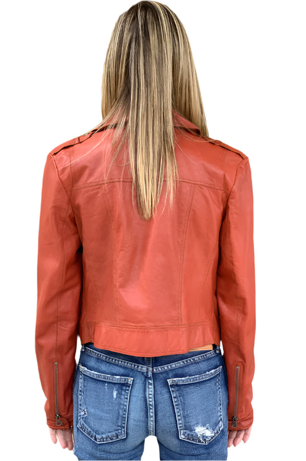 Josey Leather Moto Jacket - Habanero by Jakett — alternate view