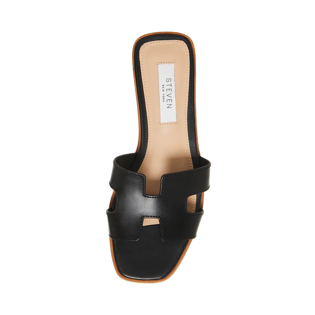 Haydn Leather Slide - Black by Steve Madden — view 4