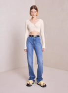 Hallie Rib Knit Cardigan - Oatmilk by A.L.C — alternate view