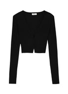 Hallie Rib Knit Cardigan - Black by A.L.C — view 4