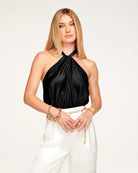 Harriet Halter Tank Top - Black by Ramy Brook — view 4