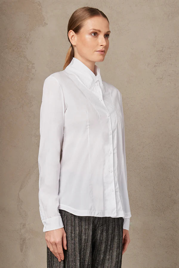Strech Cotton High Neck Shirt - White by Transit Par-Such — view 4