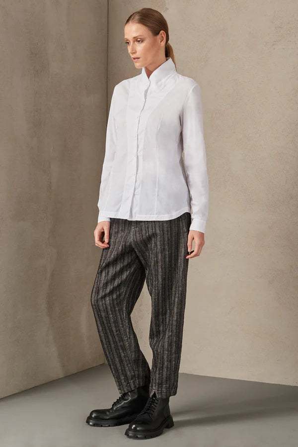 Strech Cotton High Neck Shirt - White by Transit Par-Such — alternate view