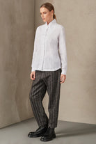 Strech Cotton High Neck Shirt - White by Transit Par-Such — alternate view
