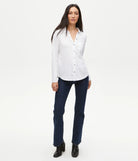 Caroline Button Down Tee - White by Michael Stars — alternate view