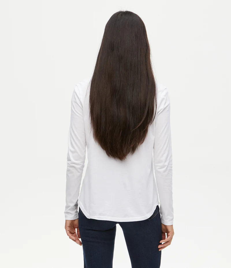Caroline Button Down Tee - White by Michael Stars — view 3