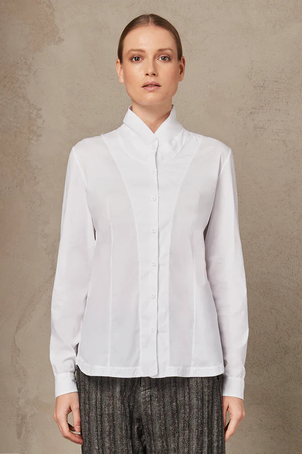 Strech Cotton High Neck Shirt - White by Transit Par-Such | 25 South Boutiques