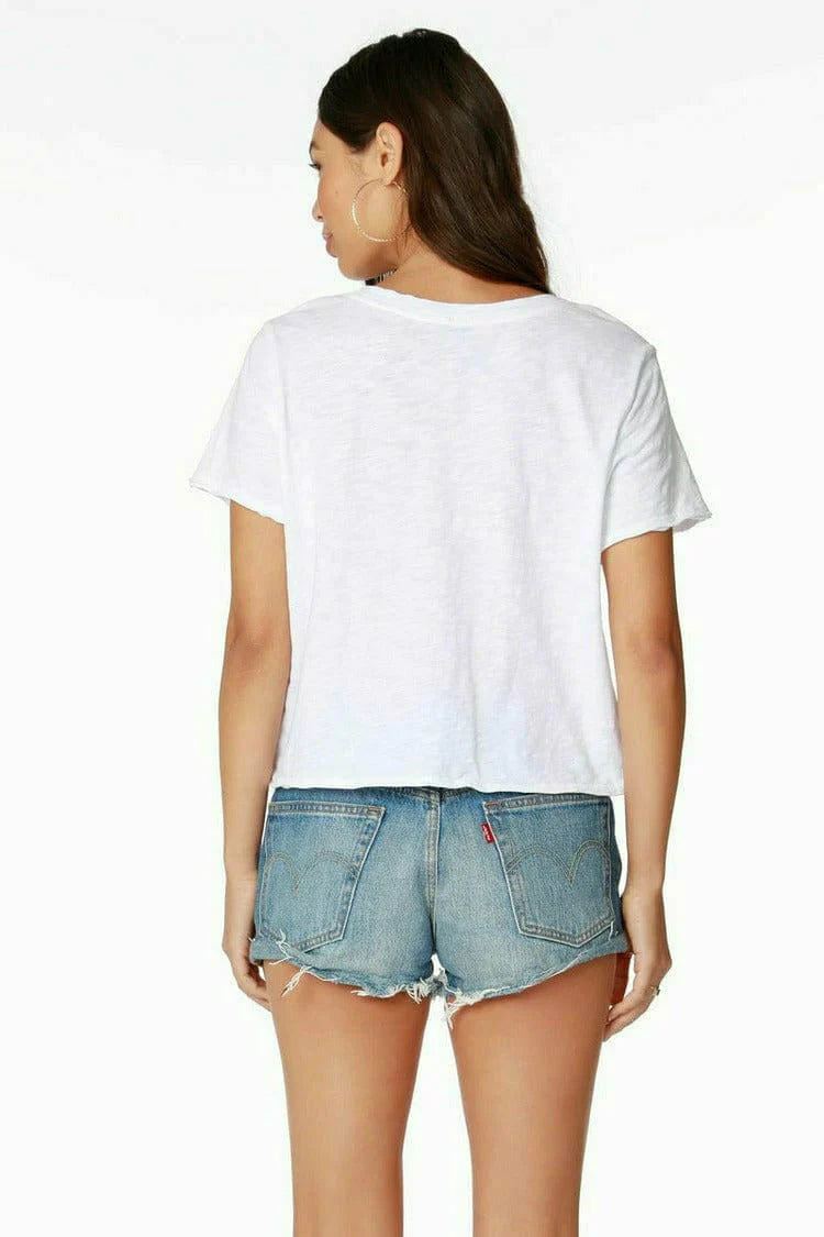 V Neck Short Sleeve Tee - White by Bobi — view 3