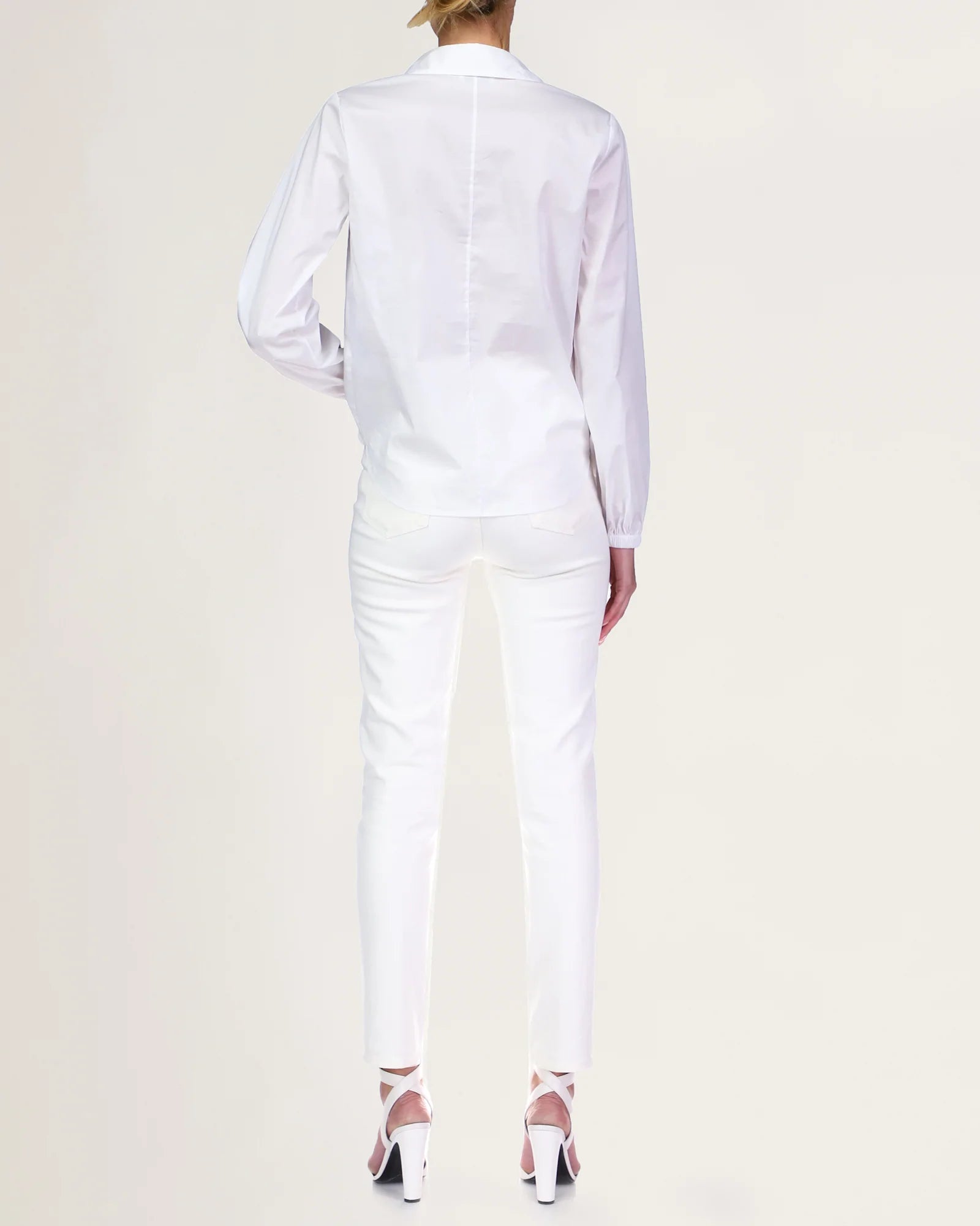 Mina Cotton Shirt - White by Halston — view 4