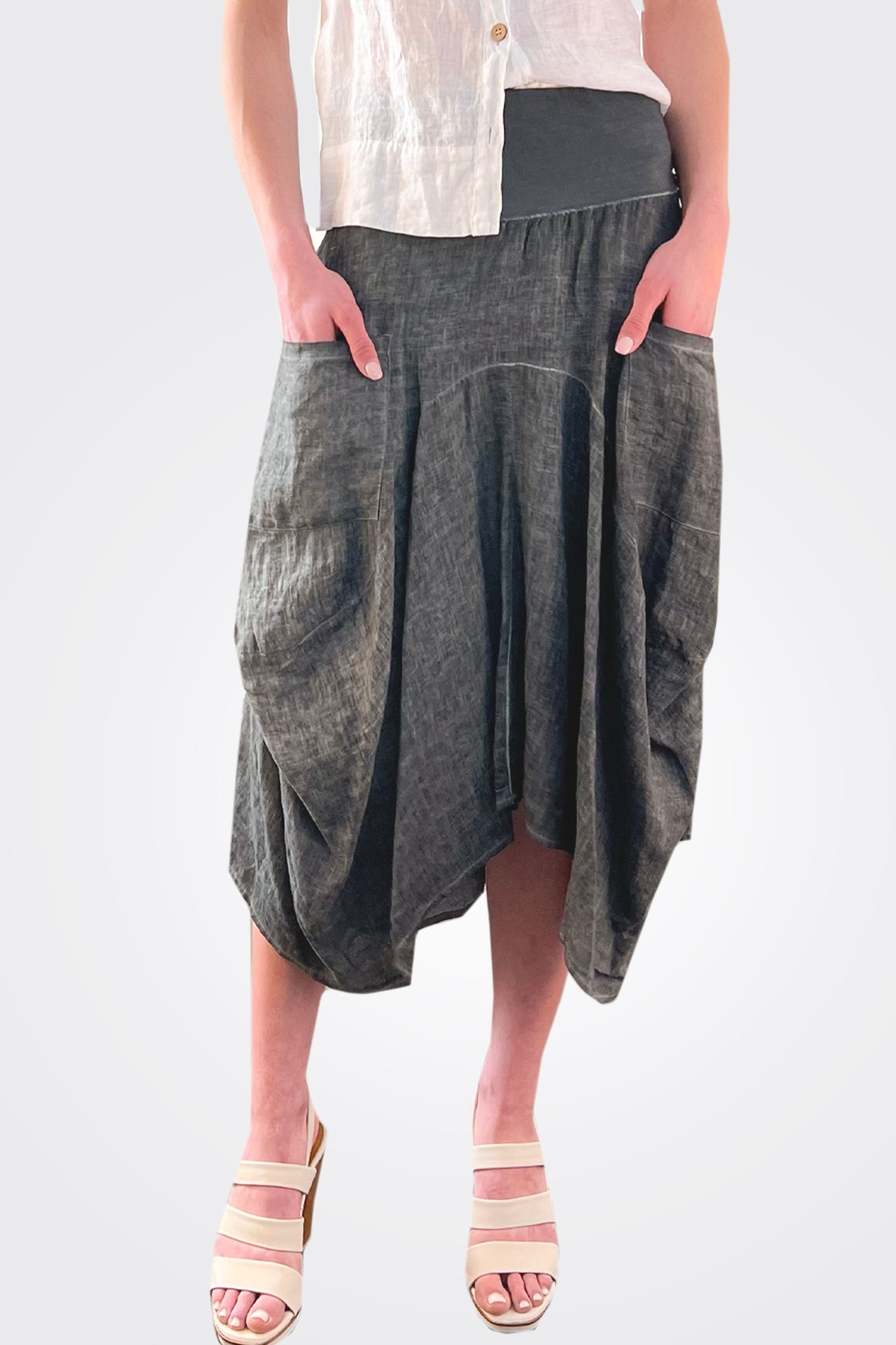 Drop Pocket Skirt - Grigio Verde SW by Inizio — alternate view