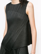 Diagonal Pleats Top - Black by Issey Miyake — alternate view