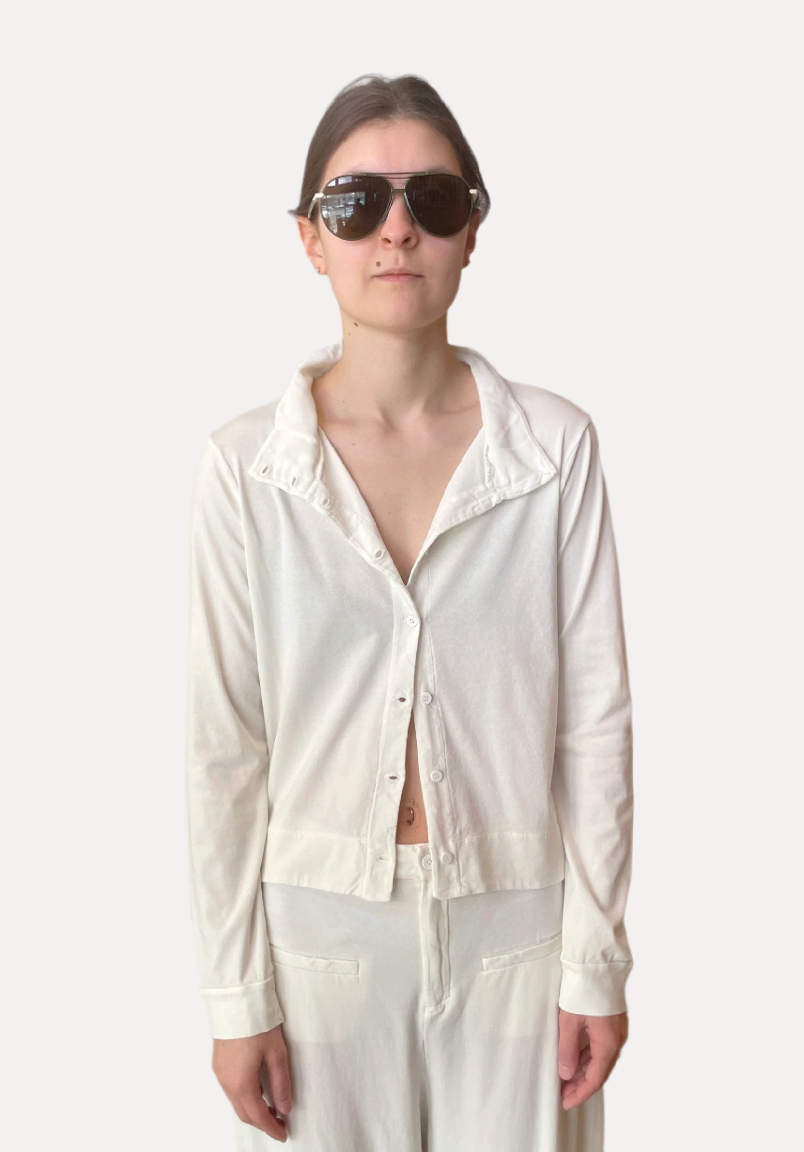 Boxy Fit Cotton Jersey Jacket - Ivory by Transit Par-Such | 25 South Boutiques