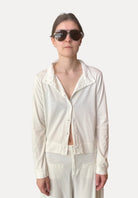 Boxy Fit Cotton Jersey Jacket - Ivory by Transit Par-Such | 25 South Boutiques