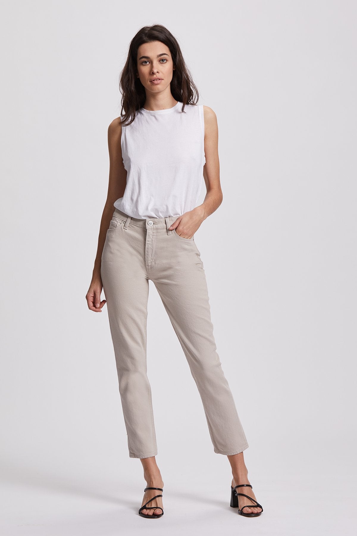 Barbara High Rise Crop Straight Jean - Ivory by Hudson | 25 South Boutiques