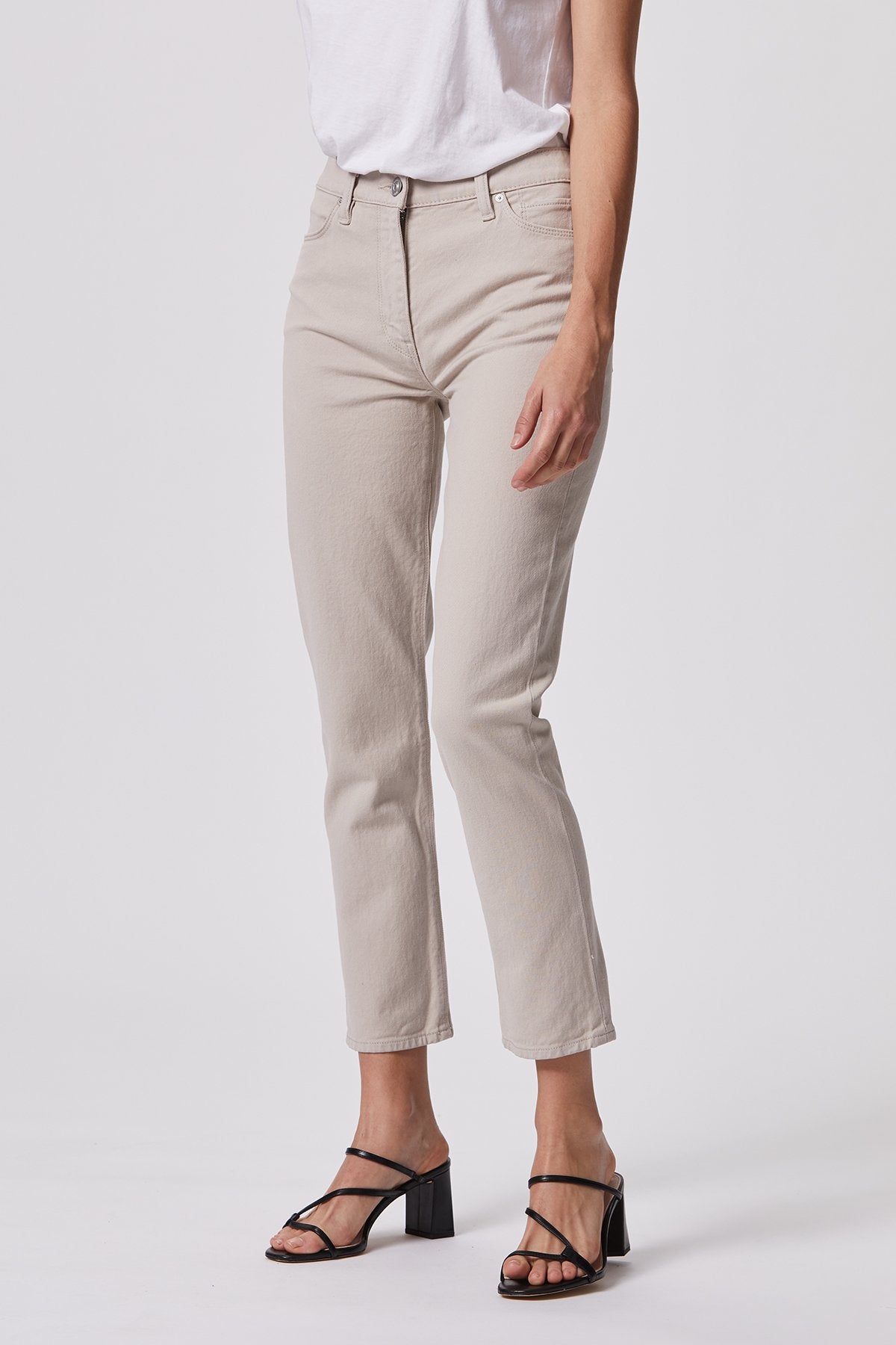 Barbara High Rise Crop Straight Jean - Ivory by Hudson — alternate view