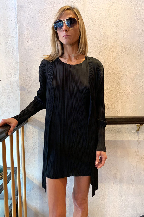 Mid Length Pleats Jacket - Black by Issey Miyake — alternate view