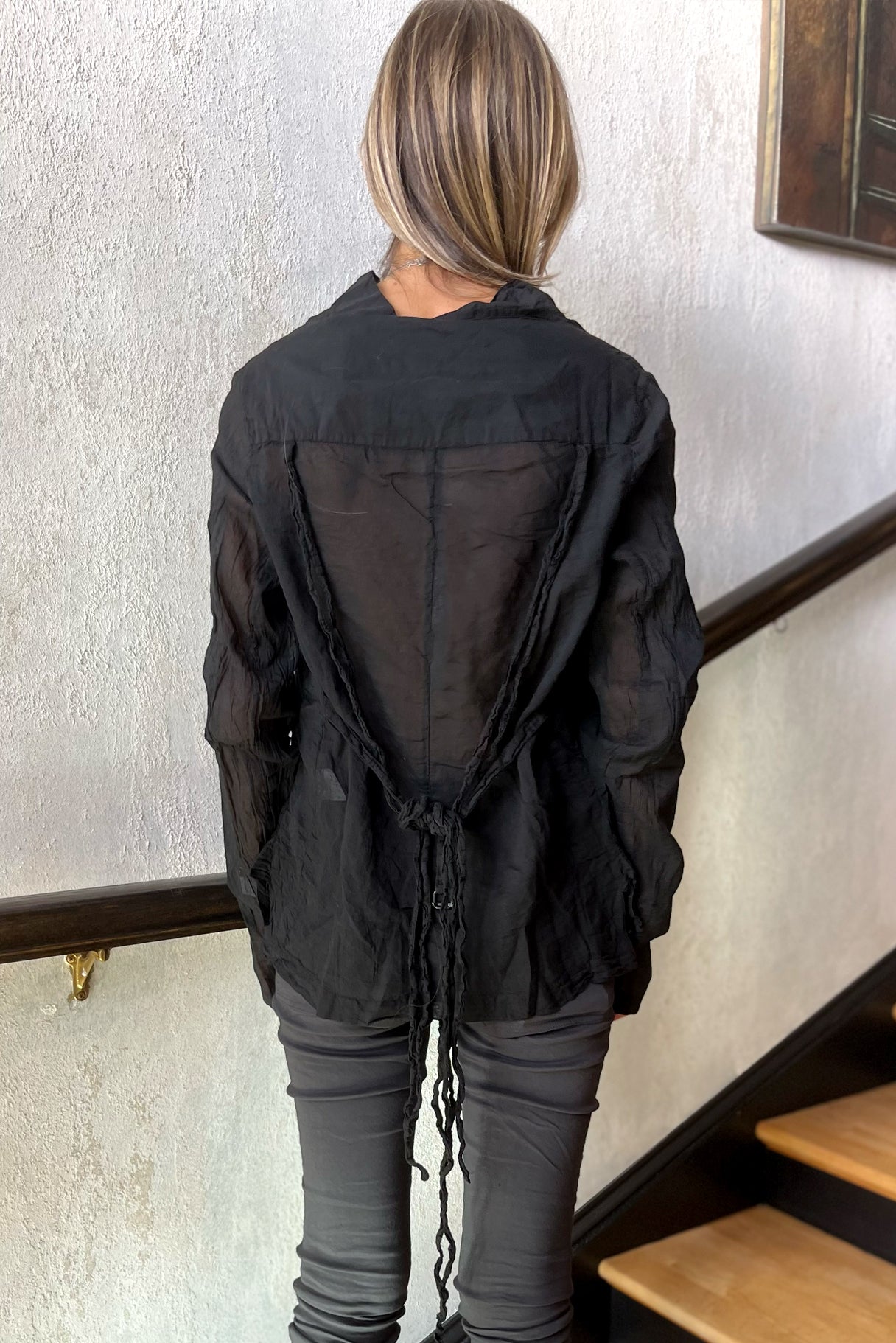 Fitted Cotton Blouse - Black by Rundholz — view 5