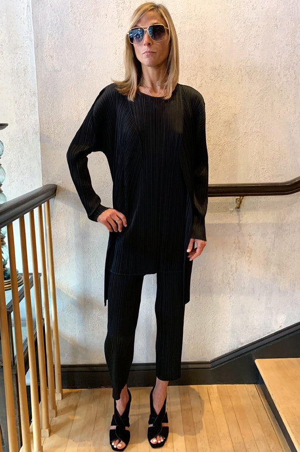Mid Length Pleats Jacket - Black by Issey Miyake | 25 South Boutiques