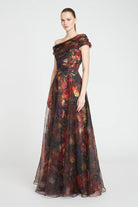 Jada Wrap Draped A Line Gown - Danish Botanic by Theia — view 3