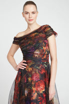 Jada Wrap Draped A Line Gown - Danish Botanic by Theia — view 4