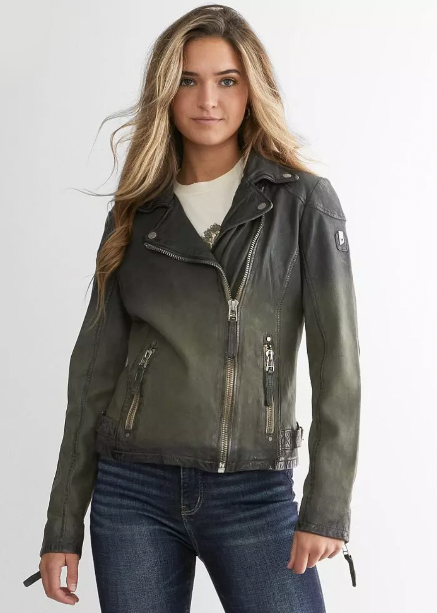 Karyn Leather Jacket - Jade by Mauritius — alternate view