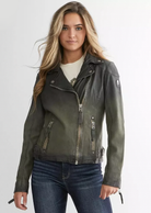 Karyn Leather Jacket - Jade by Mauritius — alternate view
