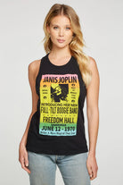 Janis Joplin Freedom Hall Muscle Crop Tank - True Black by Chaser | 25 South Boutiques