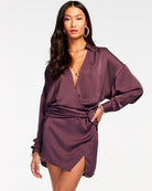 Jaymie Wrap Mini Dress - Sangria by Ramy Brook — alternate view