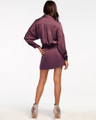 Jaymie Wrap Mini Dress - Sangria by Ramy Brook — view 4