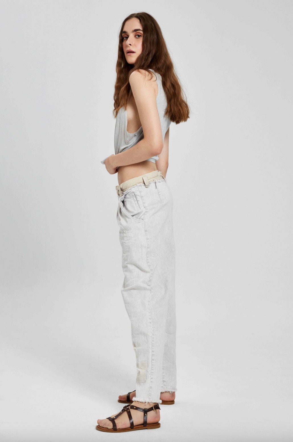 Unisex Vintage Look Jean Pants - Original Silver Grey by Umit Unal — view 4