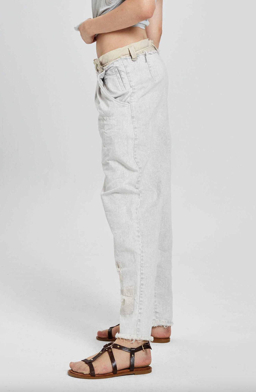 Unisex Vintage Look Jean Pants - Original Silver Grey by Umit Unal — view 3