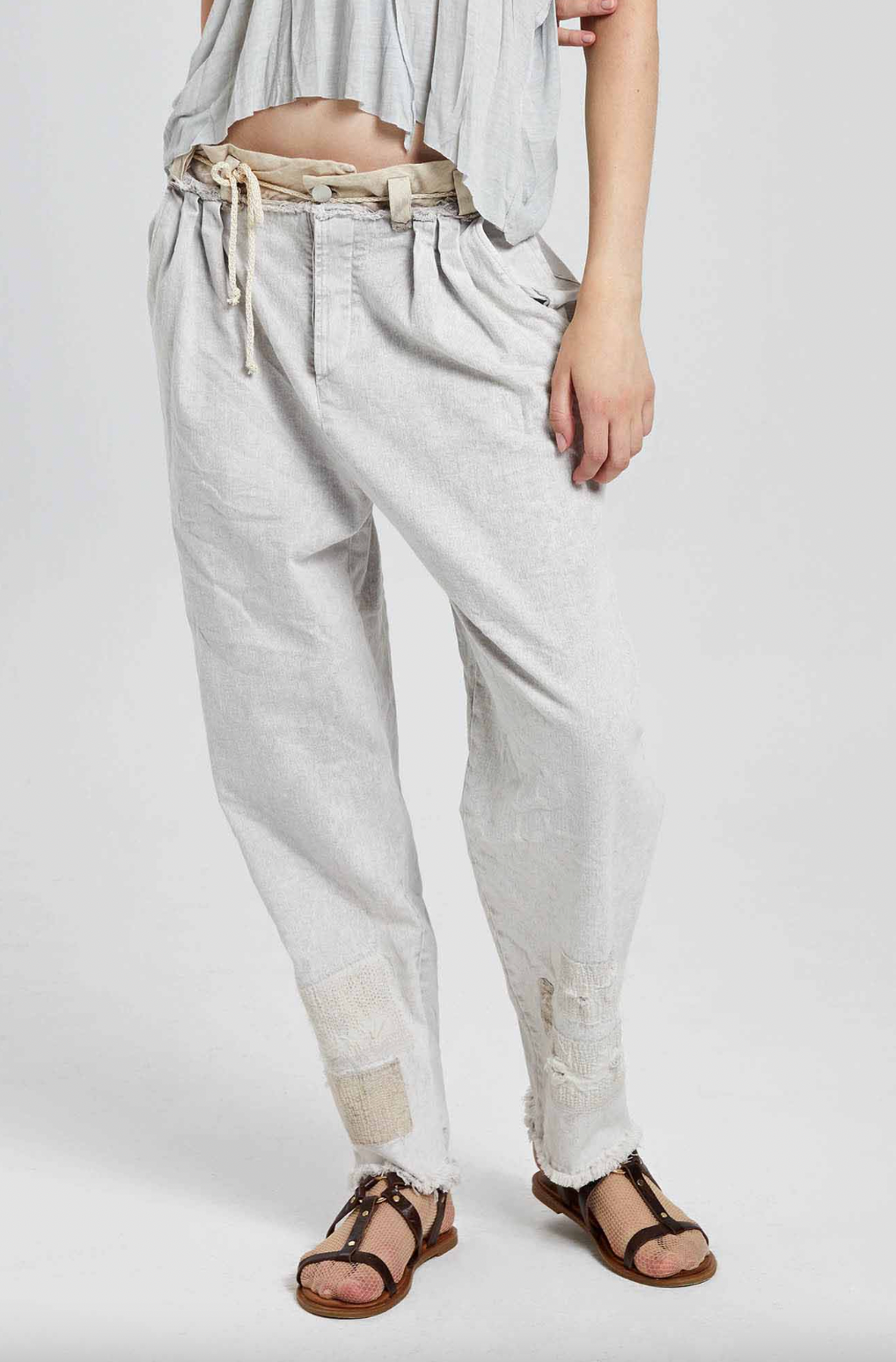 Unisex Vintage Look Jean Pants - Original Silver Grey by Umit Unal — alternate view