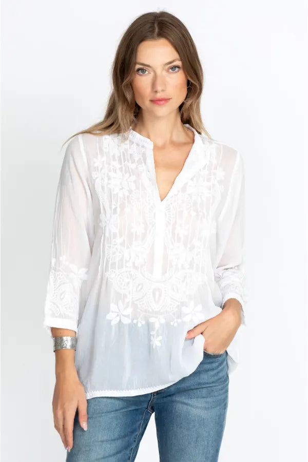 Jeta Blouse - White by Johnny Was | 25 South Boutiques