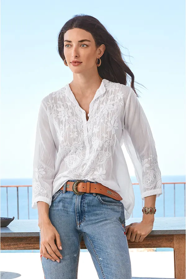 Jeta Blouse - White by Johnny Was — view 6