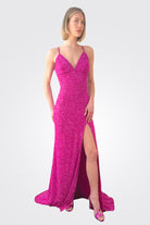 Tie Back Sequin Dress - Fuschia by Jovani | 25 South Boutiques