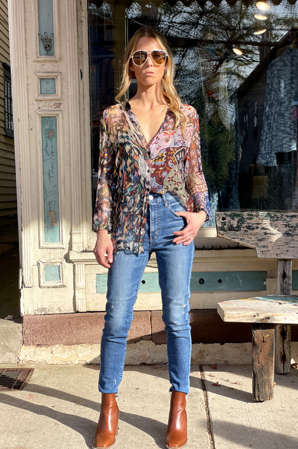 Dali Button Down Shirt - Multi by Johnny Was — alternate view