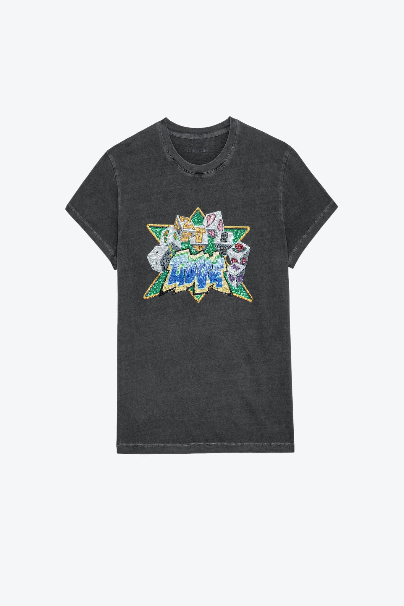 Zoe Rhinestone Tee - Carbone by Zadig & Voltaire — view 3