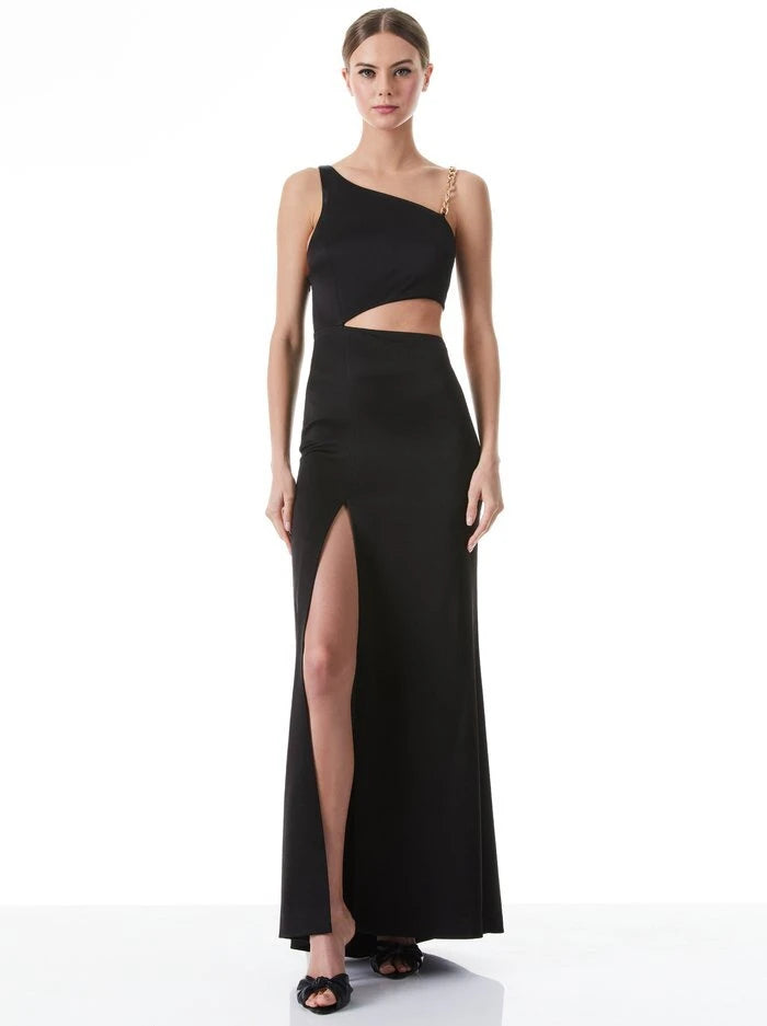 Karoline Chain Strap Cutout Gown - Black by Alice & Olivia | 25 South Boutiques