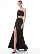 Karoline Chain Strap Cutout Gown - Black by Alice & Olivia — view 3