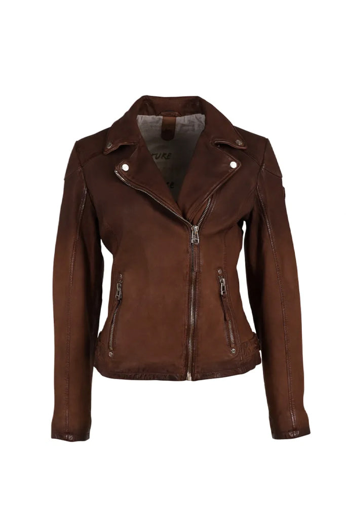 Karyn Leather Jacket - Coffee by Mauritius | 25 South Boutiques